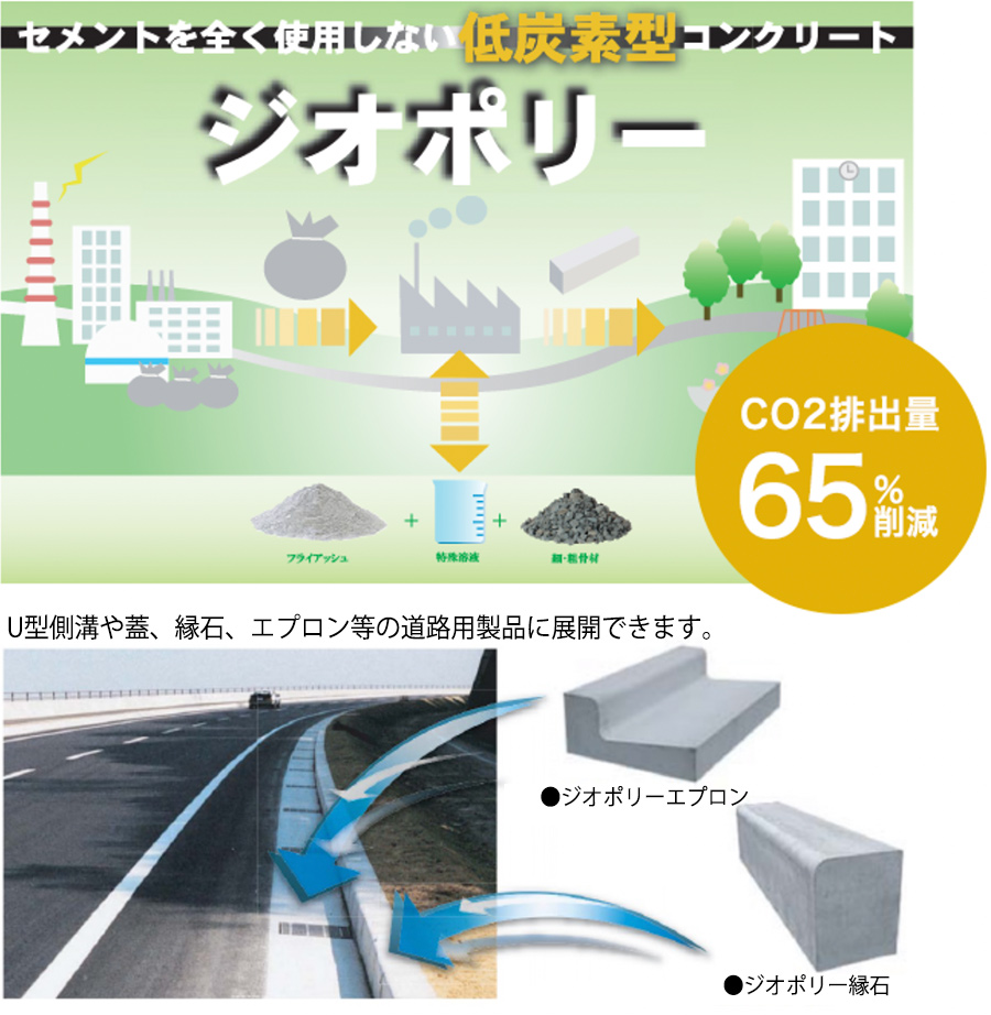 環境に配慮した低炭素型コンクリート「ジオポリー」